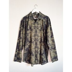Vintage Jhane Barnes Shirt Mens XL Trim Fit Printed In Japan 100% Cotton Fractal